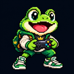 The Degen Arcade frog mascot